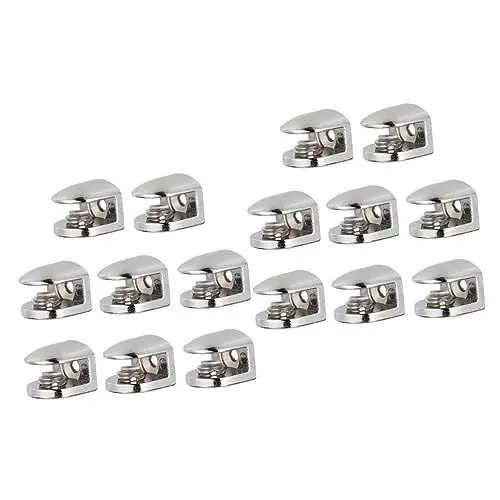Produktbild: Mikikit 16 Stk Glasclip Plattenbefestigungsklemme einstellbar Bildschirmtrennklemme vitrinen sammelvitrine regalböden halterungen silve verstellbarer Glashalter Glasklammern Zinklegierung