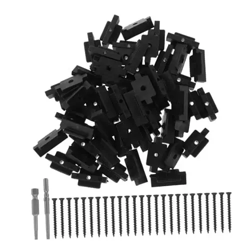 Produktbild: Mikikit 1 Satz Verschluss zusammengesetzt Bretter Laminatboden Sockelleiste System Composite-Bodenbefestigung Composite-Dielenbefestigung Deckbefestigungen Befestigungselemente Nylon Black