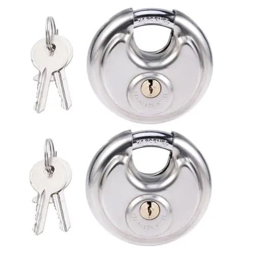 Produktbild: Mikikit 2 Sätze Sperren Schlösser Reißverschlüsse Einziehbar Draht Garagentorschloss-kit Riegel Tür Sicherheitsstange Stopper Außen Schließfächer Vorhängeschloss Silver Rostfreier Stahl