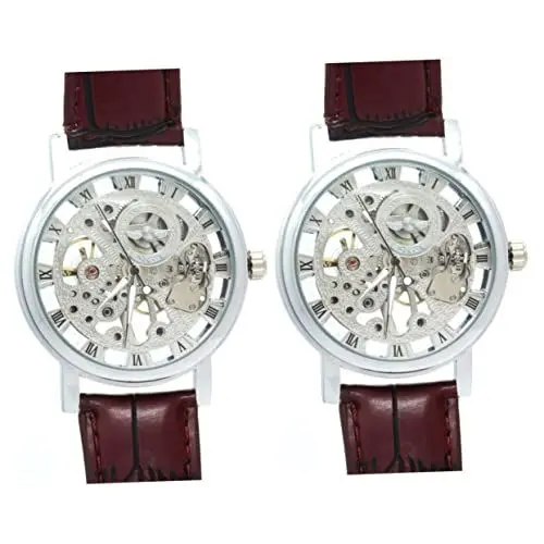 Produktbild: Mikikit 2 Stück 036 Männer Mechanische Uhr Sieger Uhr Mechanische Uhr Mit Rundem Zifferblatt Damenuhren Armbanduhren Für Damen Herrenuhren Mann Wählen Runden