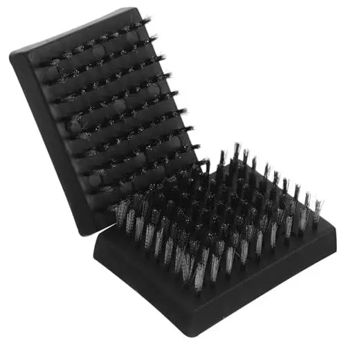 Produktbild: Mikikit 2 Stück Grillbürste Drahtbürste Gestell Reiniger Reinigungsbürste Für Holzkohle Bürsten Grills Zubehör Hochleistungs-grillplattenschrubber Ersatz Im Freien Schwarz 201 Stahldraht