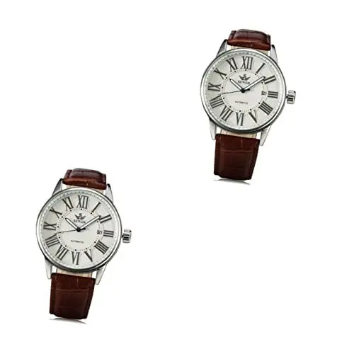 Produktbild: Mikikit 2st Mechanische Armbanduhr Mechanische Herrenuhr Automatische Armbanduhr Automatik-armbanduhr Für Herren Armbanduhr Automatisch Automatische Mechanische Uhr Gürtel Mann Weiß Rom