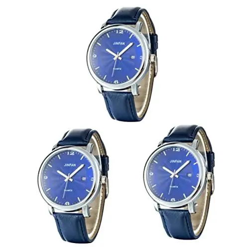 Produktbild: Mikikit 3 STK Herrenuhren Strass Uhr Handgelenkdekoration Mann Wasserdicht Armband