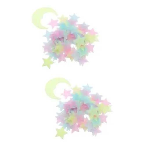 Produktbild: Mikikit 402 Stk Leuchtende Sterne Kinderzimmer Leuchten in Den Dunklen Sternen Fluoreszierende Sternaufkleber Flecken Die Nacht Schlafmittel Mondaufkleber Verpackt Wandgemälde
