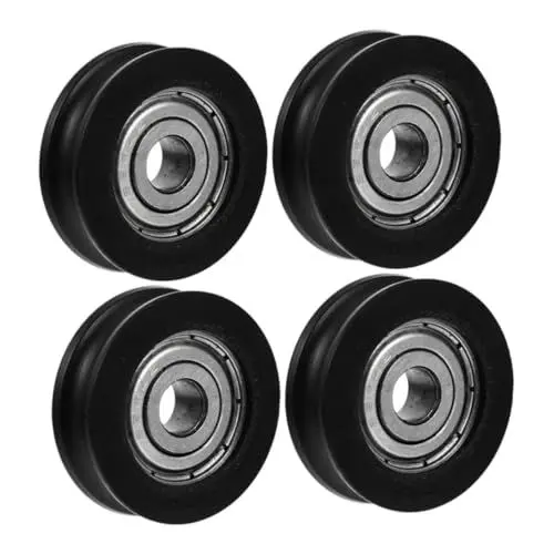 Produktbild: Mikikit 4 Stücke Schiebetür Fenster Pulley Nylon Lager U Rad Rolling Führungsrolle Schrank Tür Track Rad Schwarz