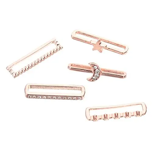 Produktbild: Mikikit 5 Stück Gold für Schleifen Schleifen-Ornament Zarte Silikon-Accessoires Metallriemen Ringe Zarte Band-Legierungs-Ornamente Exquisites Rosenband Uhr Diamant-Charms Ring Universell