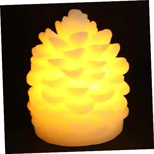 Produktbild: Mikikit 6 Stk Urlaub Tannenzapfen LED-Weihnachtsteelicht Schreibtischaufsatz Teelichter weihnachtsdeko Kerzenlampe Kerzenlicht aus Paraffin LED-Leuchten für Schlafzimmer Weihnachten Kiefer