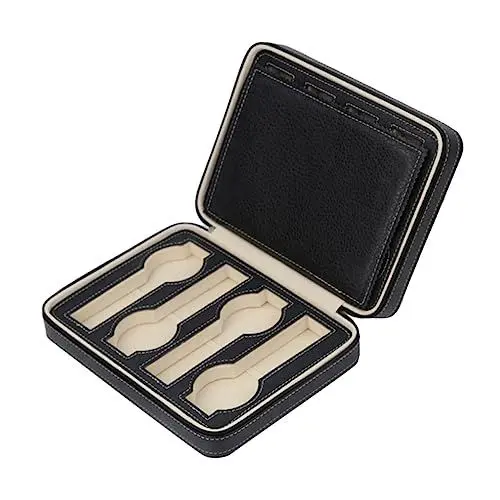 Produktbild: Mikikit Aufbewahrungsbox für Uhren Aus Leder 8 Fächer Tragbare Uhrenbox mit Reißverschluss Uhrendisplaybox Aus Pu-Leder für Freunde und Familie