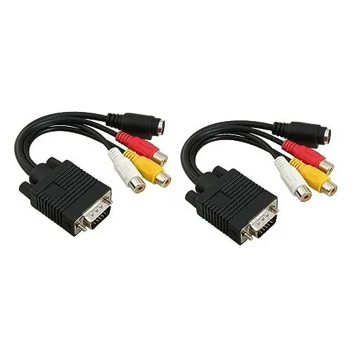 Produktbild: Mikikit 2 Stücke Zu Adapter Kabel 20cm Reinem Kupfer Svga Zu S-video Konverter