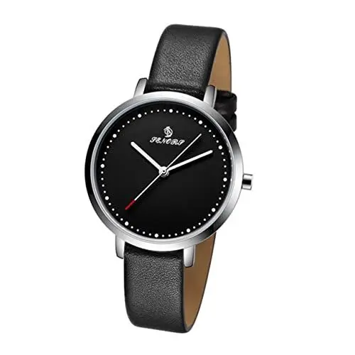 Produktbild: Mikikit Anschauen Retro-Uhr Geschäftsuhr Für Frauen Uhr Mit Ledergürtel Runde Edelstahluhr Modeuhr Für Frauen Armband Damen Runden Schnallenmaterial: Edelstahl