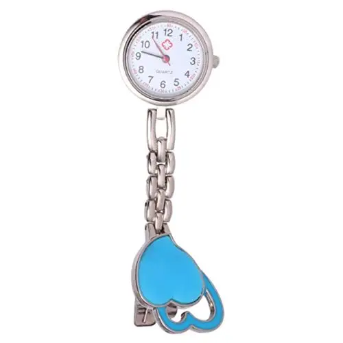 Produktbild: Mikikit Clip Stillendes Mädchen Revers Einziehbare Brosche Für Uhr- Rostfreier Tragbare Zweite Tasche Handwerk DIY Mit Uhren Anhänger Handuhr Arzt Mode Hängend Blau Geformt