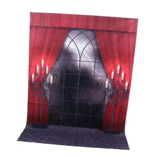 Produktbild: Mikikit Halloween-themenhintergrund Mit Gruseligem Schlossfenstermuster Für Partys Und Fotosessions
