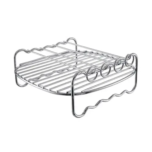 Produktbild: Mikikit Küchenwaren Kabob-Grill Kühlregal aus Draht Heißluftfritteuse Toaster Korb zum Grillen von Fisch edelstahlrost kitchen accessories Luftfritteusengestell Bratwerkzeug Silver