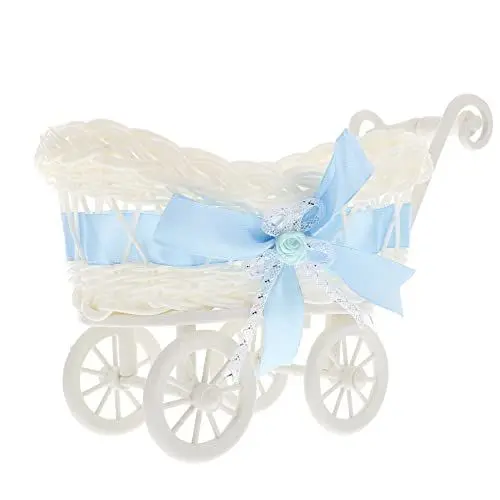 Produktbild: Mikikit Puppenwagen Lauflernhilfe Mini-Supermarkt-Handwagen Gewebter Süßigkeitenbehälter Hochzeit Blumenkorb Dekoration Für Babyparty Kinderwagen Gastgeschenke Holzkinderwagen