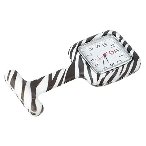 Produktbild: Mikikit Taschenuhr Ansteckuhr Aus Zweiter Hand Revers Uhr Arzt Clip-on-Uhr Zebra Brosche Ansteckuhr Für Krankenschwestern Schwesternuhr Zebra Anstecknadel Kieselgel Student Mädchen Rom
