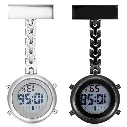 Produktbild: Mikikit Taschenuhr Brosche Schwesternuhren Mit Clip Schwesternuhr Ansteck- Mit Leuchtendem Revers Für Schwestern Ärzte 2St Uhr Taschenuhr