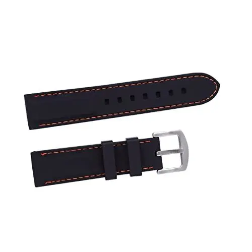 Produktbild: Mikikit Silikon Uhrenarmband Und Langlebig Ersatzband Für Sportuhren Schwarz Mit Orange Für Fitness Schwimmen Und Outdoor-aktivitäten