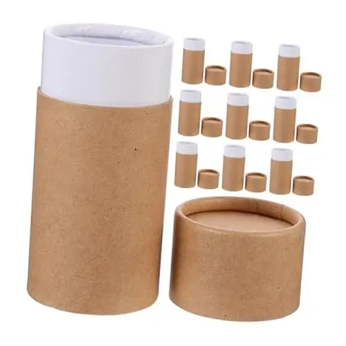 Produktbild: Mikinona 10 Stück Schachtel Verpackung aus Papierrohr kraftpapier box geschenkverpackung Papierteller Container Pappröhren mit Deckel Kartonröhren zum Basteln Tee Papier kann rundes Papier