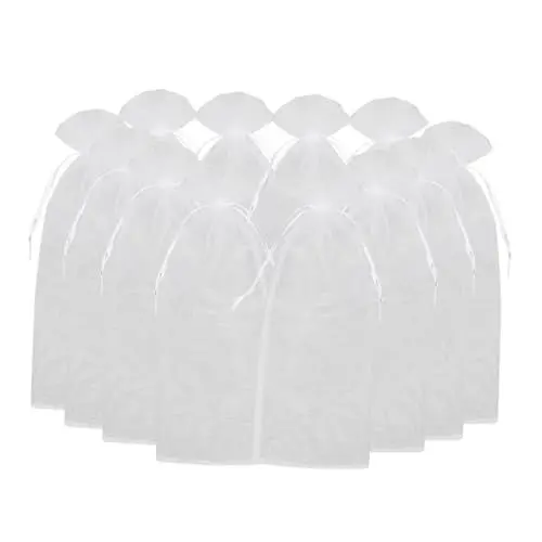 Produktbild: Mikinona 12St Weinflaschenbeutel aus Organza Wein-Geschenktüte tragbare Weintasche Weinversorgung Weinbeutel stoffkoffer stoffsack dekorative Geschenktüte Geschenkbeutel mit Kordelzug Weiß