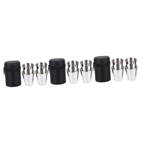 Produktbild: Mikinona 12 STK Edelstahlbecher biergläser Beer Mug Outdoor Trinkbecher Beer Glasses weisweinglasser Espresso-Martini-Gläser Schnapsbecher Schrotbecher aus Stahl klare Gläser Metallbecher