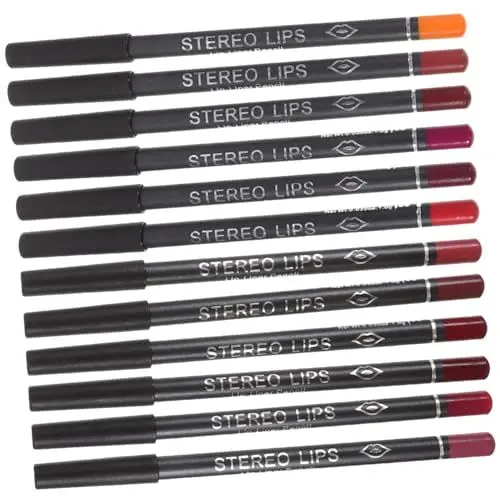 Produktbild: Mikinona 12 Stück Schwarzer Lippenstift Lippenkonturenstift Kosmetikzubehör Lippenkonturenstift Lippenkonturenstift Wasserdichter Lippenkonturenstift Make Up Lippenkonturenstift