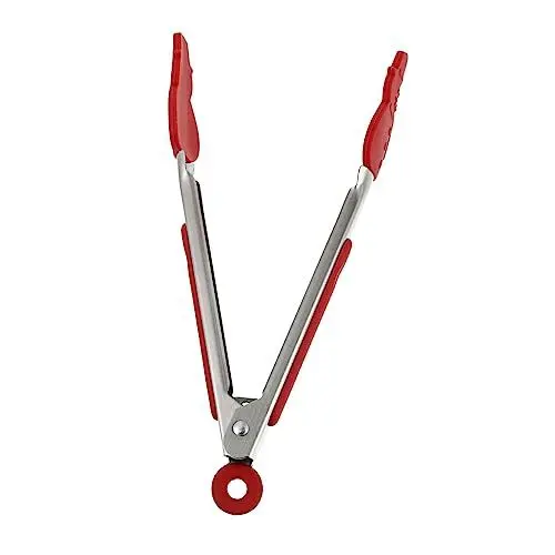 Produktbild: Mikinona 1Stk Grillzange küchenzange weihnachtsspange grillbestecke cake server bbq grillbesteck Campingkochutensilien schöne Essensklemme weihnachtsfutterklemme Grillclips Kieselgel rot