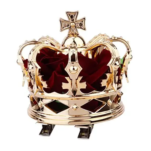 Produktbild: Mikinona Neuheit Krönungsparty Königin Kopfschmuck Halloween Haarschmuck Rot 3D Gold Krone Haarnadel