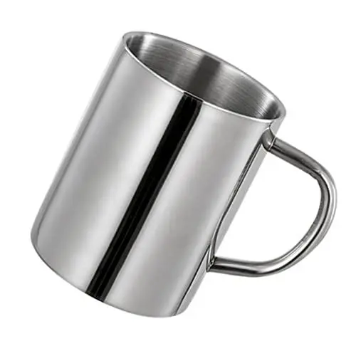 Produktbild: Mikinona 1Stk Tasse Wassergläser stainless steel cup campingbecher bier krug zweilagiger Becher Getränkebecher mit Henkel Mit Deckel Wasserbecher Bierkrug Trinkbecher Kind Rostfreier Stahl