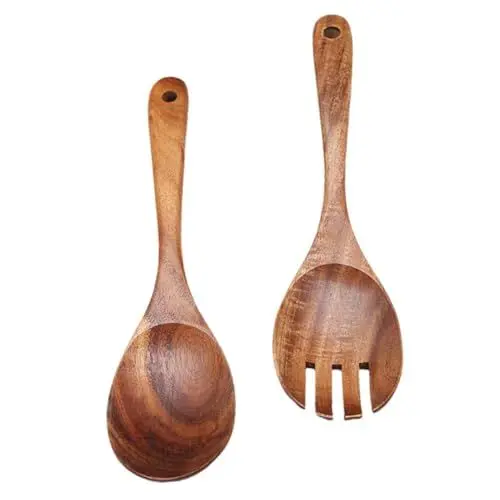 Produktbild: Mikinona Ramen-suppenlöffel Japanische Holzlöffel Set Holzgabel Kochutensilien