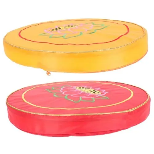 Produktbild: Mikinona 2stücke Runde Meditationsmatte Sitzkissen Für Zuhause Gebet Matte Yogamatte Mit Stickmuster Innenbereich Anbetung Matte Tempel