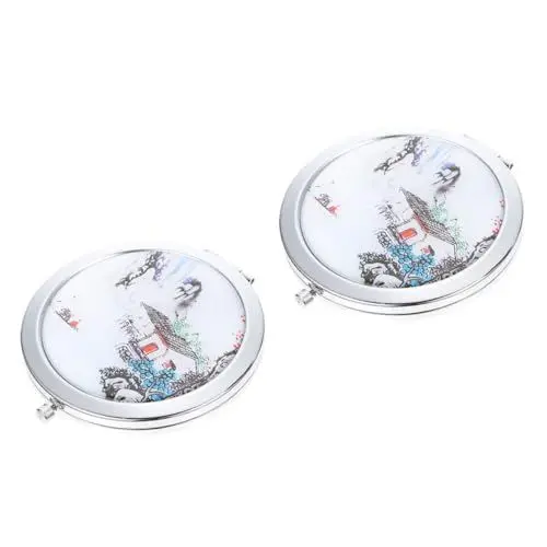 Produktbild: Mikinona 2stücke Faltbare Kosmetikspiegel Doppelseitiger Tragbarer Makeup Spiegel Mit Elegantem Design Für Reisen Und Unterwegs Kompakt Und Leicht Perfekter Begleiter Für