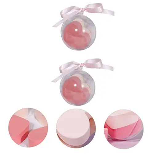 Produktbild: Mikinona 2er-pack Herzförmiger Make-up-schwamm Latexfreier Gesichtspuffer Für Grundierung Und Concealer Wasseraktiviert Tragbar Und Leicht Zu Reinigen