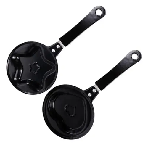 Produktbild: Mikinona 2 Stück Antihaft Mini Pfanne Set Stern Herz Form Einfache Pfannkuchen Frühstück