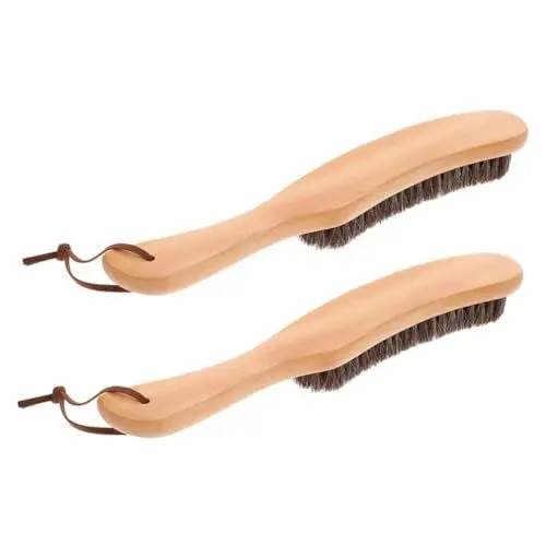 Produktbild: Mikinona 2 Stück Staubbürsten aus Holz Tragbare Kleidung Reinigungsbürsten für Empfindliche Materialien zum Entfernen von Haaren und Schmutz von Kleidung und Accessoires