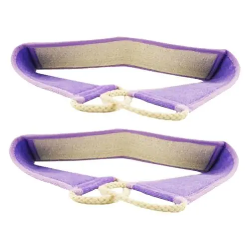 Produktbild: Mikinona 2 Stück Zwei Stretchable Loofah Rückenpeeling Tuch für Dusche Exfolierendes Körperpeeling mit Griff Ergonomisches Design Sanfte Massagewirkung