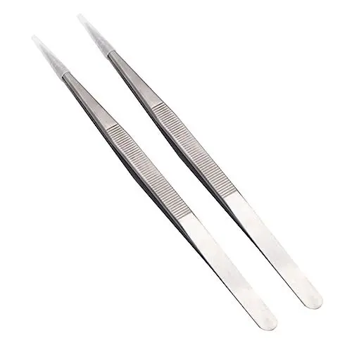 Produktbild: Mikinona Pinzette zur Schmuckherstellung mit Verriegelung und rutschfest 2 Stück lange Pinzette aus rostfreiem Stahl für Nail Art Heimwerker und den professionellen Einsatz