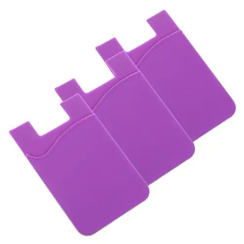 Produktbild: Mikinona 3St handyhalter kreditkartenhalter Credit Card Holder reiseaccessoires Handy Halter brieftaschen Pocketbook Handytasche aufkleben Handy geldbörse Selbstklebende Handytasche Violett