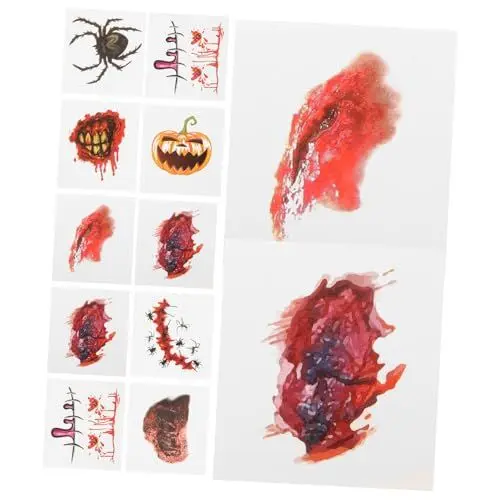 Produktbild: Mikinona Realistisches Narben-make-up Für Halloween 40 Stück Gesichtsaufkleber Temporäre Körpernarben-aufkleber