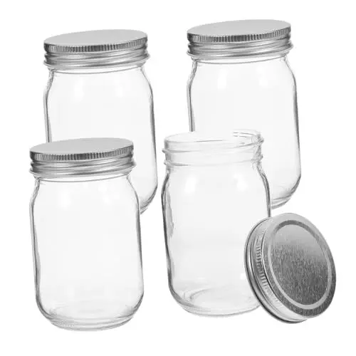 Produktbild: Mikinona 4stücke Glas Marmeladengläser Mit Deckel Wiederverwendbare Leere Versiegelte Gläser Für Obst Gelee Dosen