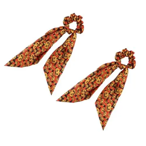 Produktbild: Mikinona 4 Stück Halloween-Haargummi Modischer Schal Haargummis mit Pferdeschwanzschal für Frauen halloween haargummi halloween haarspangen haarschmuck Kürbis Haargummis Bowknot Satin-