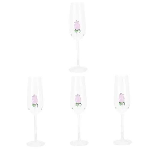 Produktbild: Mikinona 4 Stück Rosé Sektglas Weinkelch Cocktailweinbecher Roséweingläser Stängelloser Martini Cocktailbecher Rose Wein Tasse Hochzeit Weingläser Stylischer Toastbecher Whiskybecher Rosa