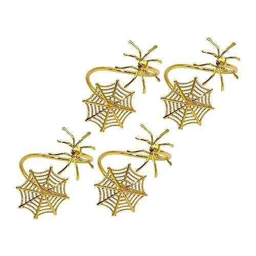 Produktbild: Mikinona 4 Stück Spinnennetz-servietten Schnalle Halloween-serviettenringe Halloween-Dekoration Halloween-Spinnen-serviettenringe Abendessen Serviettenring Strassring Strg-Ring
