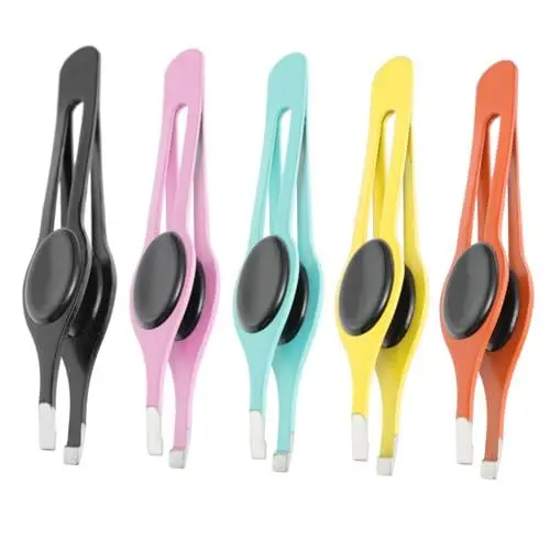 Produktbild: Mikinona 5St Augenbrauenclip mit Gummiauflage Pinzetten für Gesichtsbehaarung Mitesser Pinzette Pickel-Tool brow trimmer brow tool Haarspangen Haarklammer Make-up-Tools Augenbrauenschneider