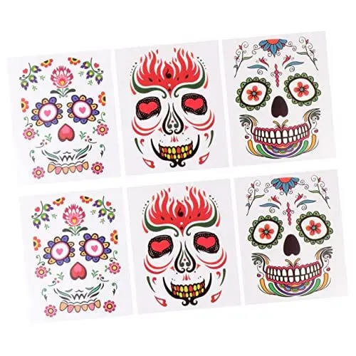 Produktbild: Mikinona Halloween-aufkleber-set 6-teilig Körper-make-up Gesichtsaufkleber Für Partys Sicher Temporär Für Halloween-versammlungen