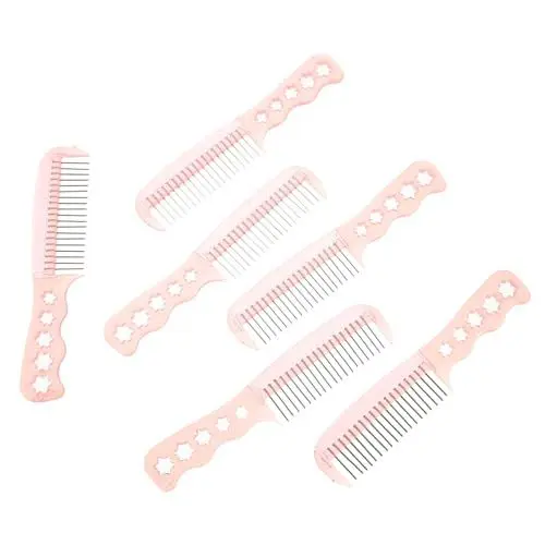 Produktbild: Mikinona 6 Stück Stahlzahnkamm Friseurkamm Frauenkämme -kämme Perücke Kämme Stahlzahnkämme Kämme Aus Kunststoff Frisierkämme Rosa Edelstahl