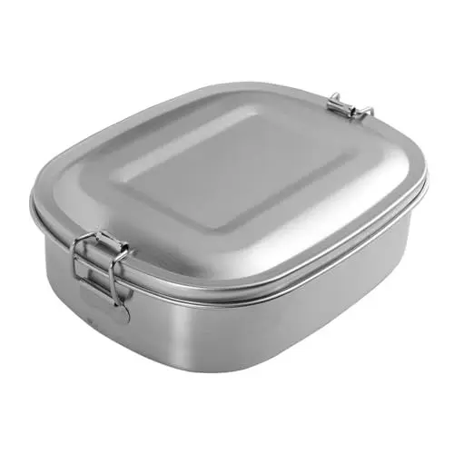 Produktbild: Mikinona Brotdose Bento Edelstahl Snack-Behälter Lunchbox fürs Büro Salat auslaufsicher warmhaltebehälter Lunchbehälter Doppelschnalle Container Kind Rostfreier Stahl