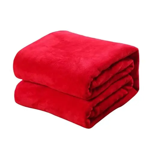 Produktbild: Mikinona Jahr Reine Farbe Flanell Fleece Decke 100x140cm Rot Couch Bett Decke