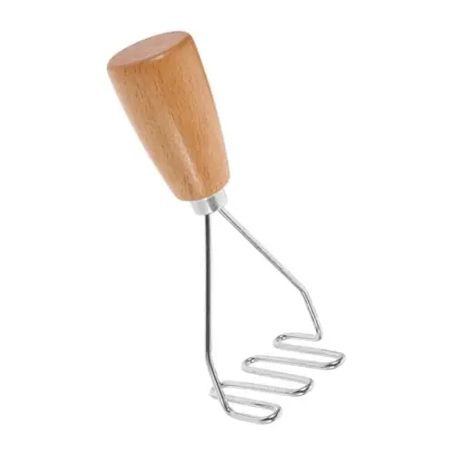 Produktbild: Mikinona Ergonomischer Kartoffelstampfer Im Holzgriff-stil Wiederverwendbar Für Babynahrung Für Die Küche