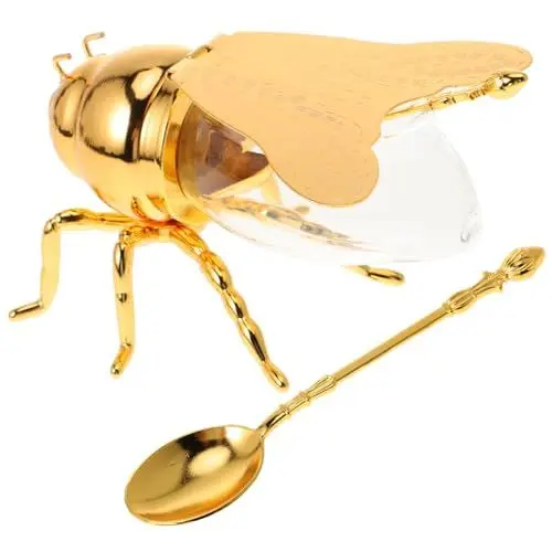Produktbild: Mikinona Salz- Und Zuckerbehälter Im Europäischen Stil Mit Bienendeckel Hochwertiges Gewürzglas Für Die Küche Dekorativer Keramikhalter Für Tee Chili Curry 1 Stück