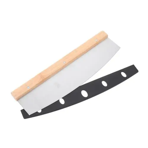 Produktbild: Mikinona Pizzaschneider Aus Edelstahl Mit Holzgriff – Mehrzweckwerkzeug Für Den Heimgebrauch Mit Bequemem Griff Und Spülmaschinenfest